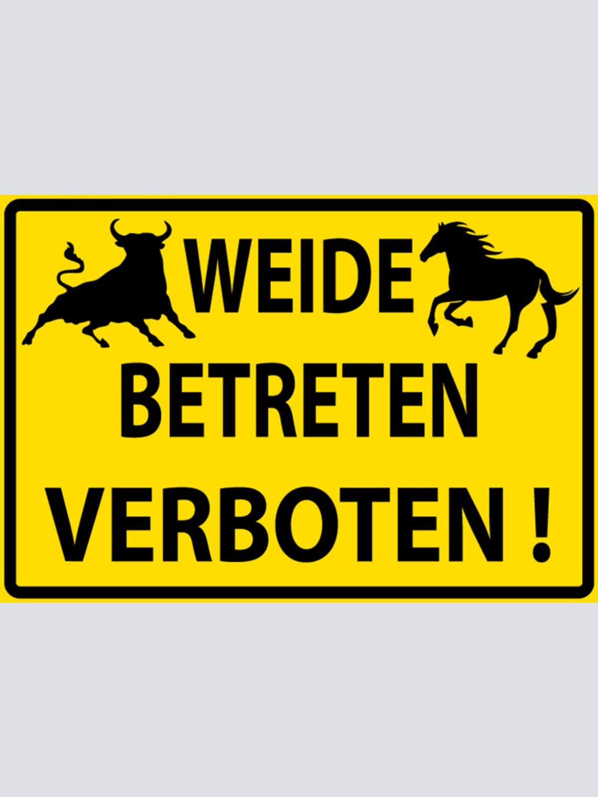 Schild Spruch Weide betreten verboten Kuh Pferd Warnung JW