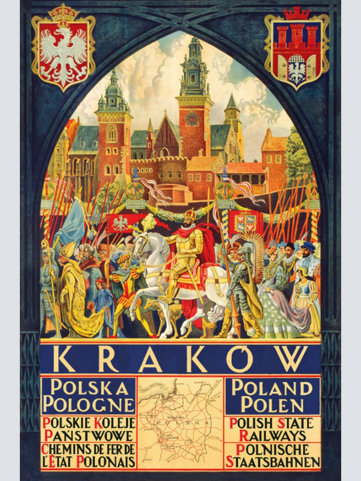 Schild Spruch Krakow Krakau Polen Polnische Staatsbahnen Wappen Gemälde JW