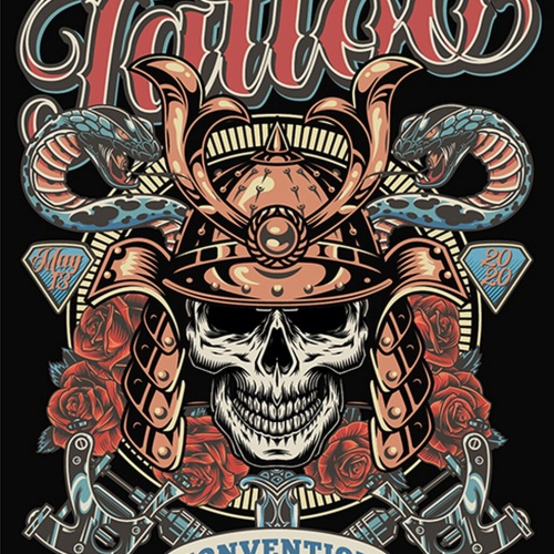 Schild Spruch Tattoo Convention Tokio 2020 Messe Totenkopf JW