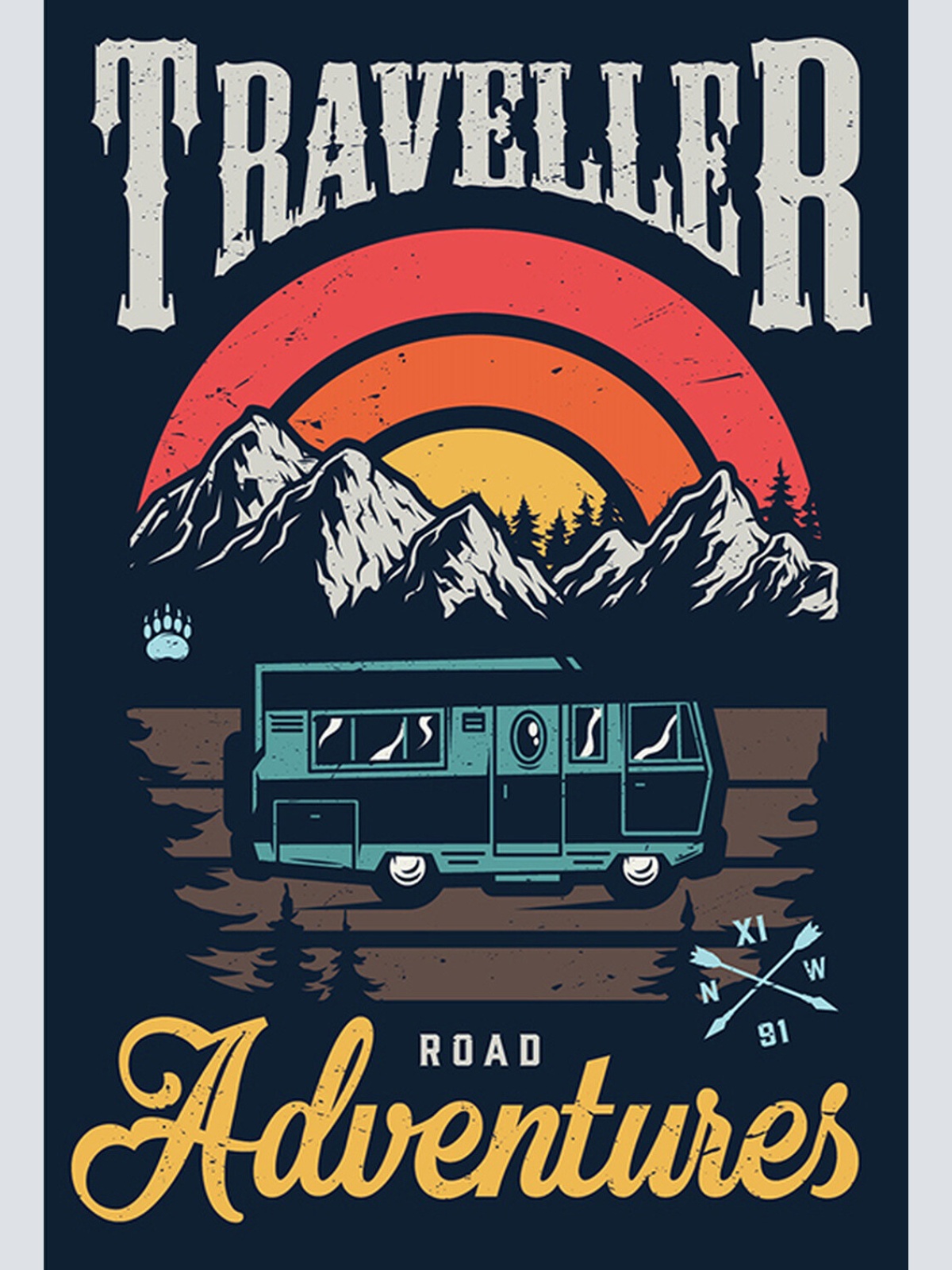 Schild Spruch Traveller Reisender Road Adventures Straßenabenteuer Camping JW