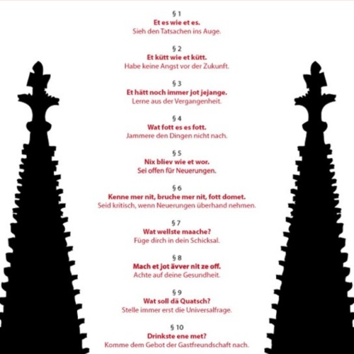 Schild Spruch Kölsches Grundgesetz Dialekt §1 Et es wie et es JW