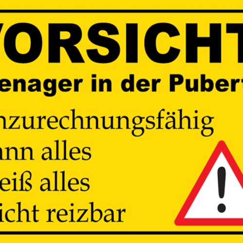 Schild Spruch Vorsicht Teenager in der Pubertät Kann alles Weiß alles leicht  JW