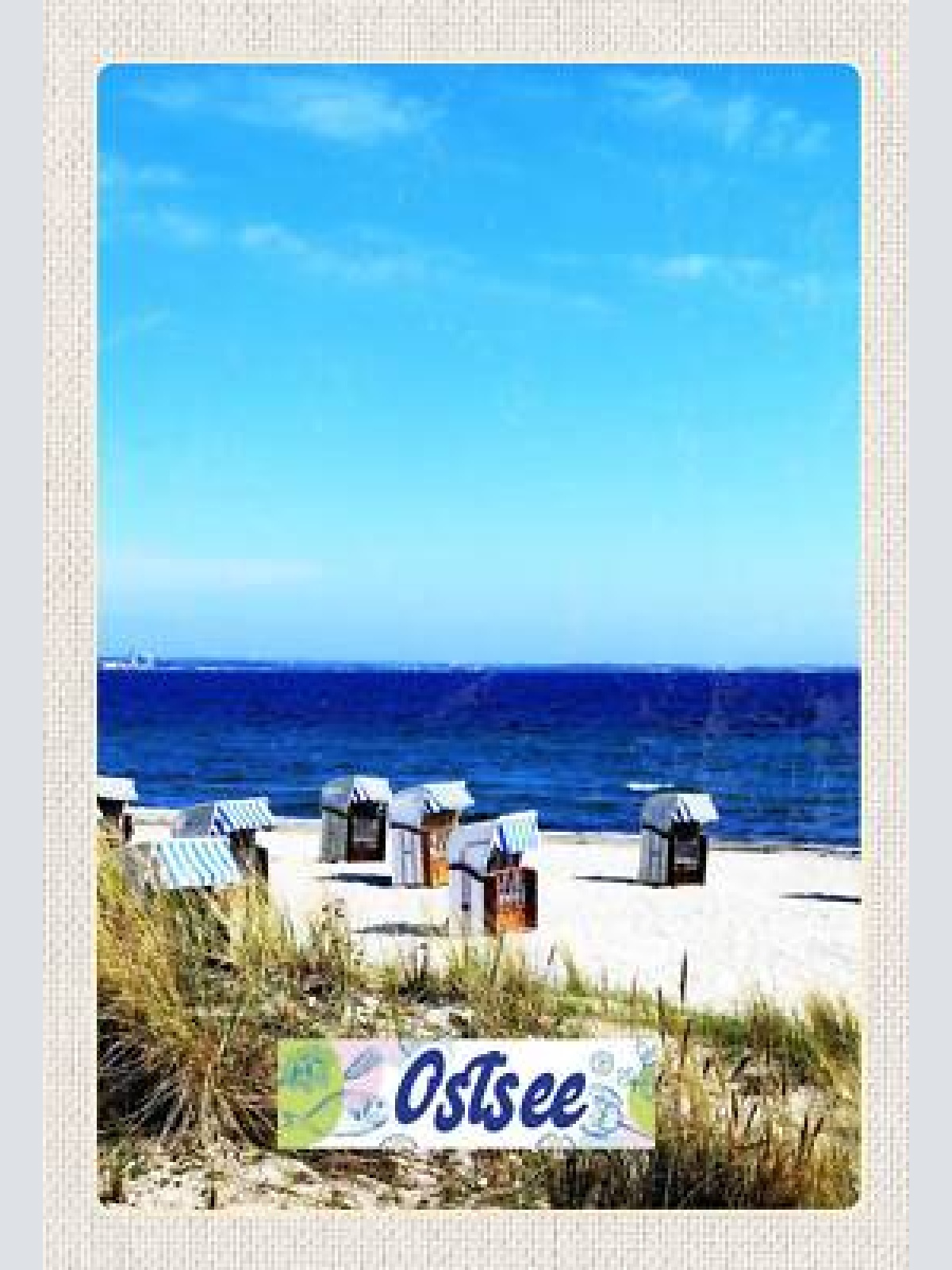 Schild spruch ostsee deutschland meer strandkörbe strand jw