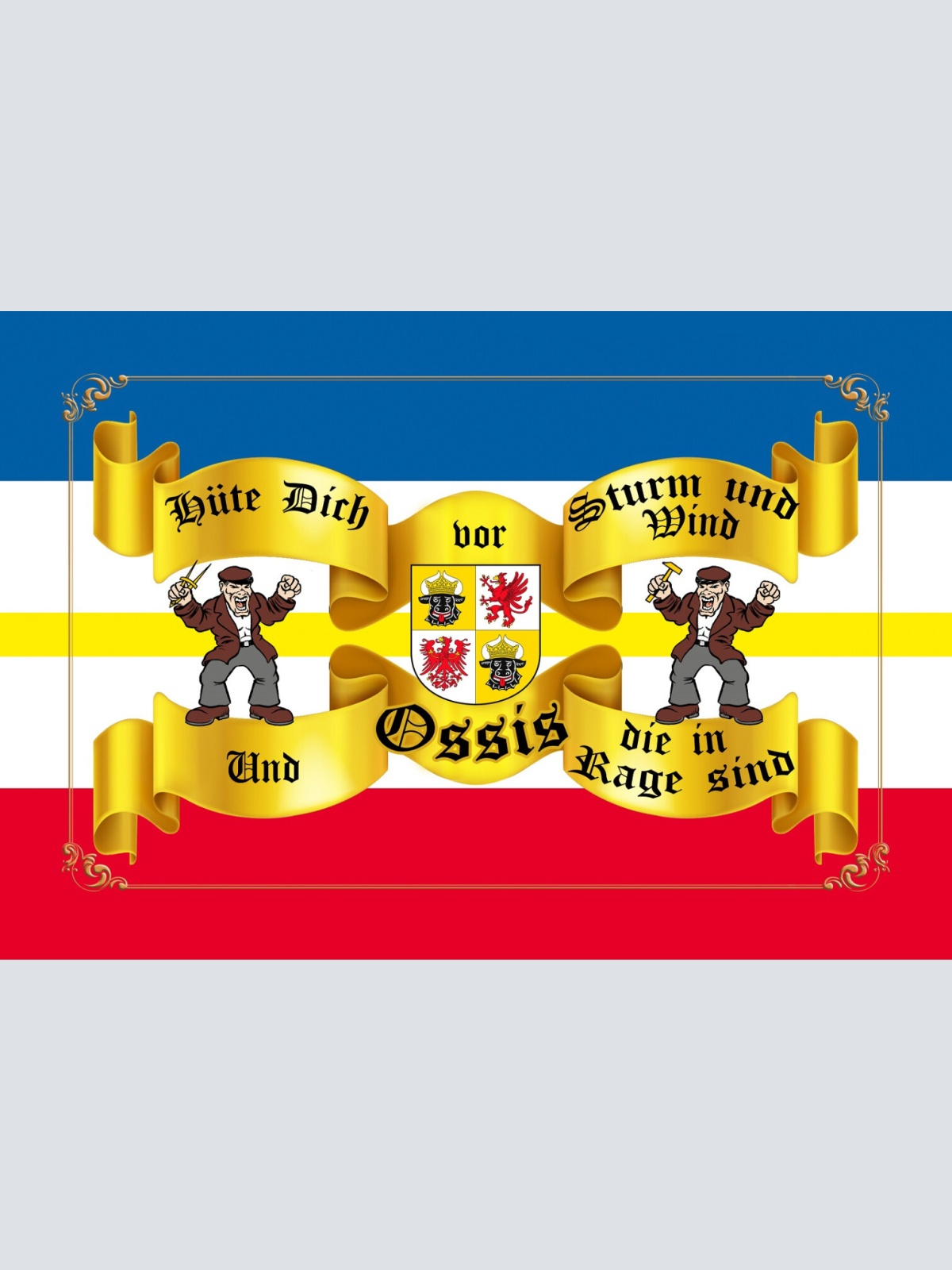 Schild Spruch Hüte dich vor Strum und Wind und Ossis die in Rage sind DDR JW