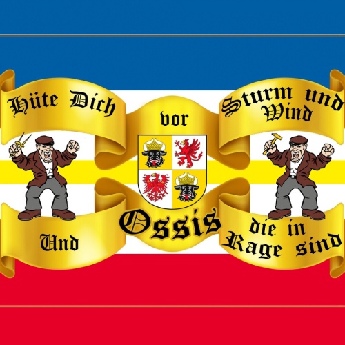 Schild Spruch Hüte dich vor Strum und Wind und Ossis die in Rage sind DDR JW