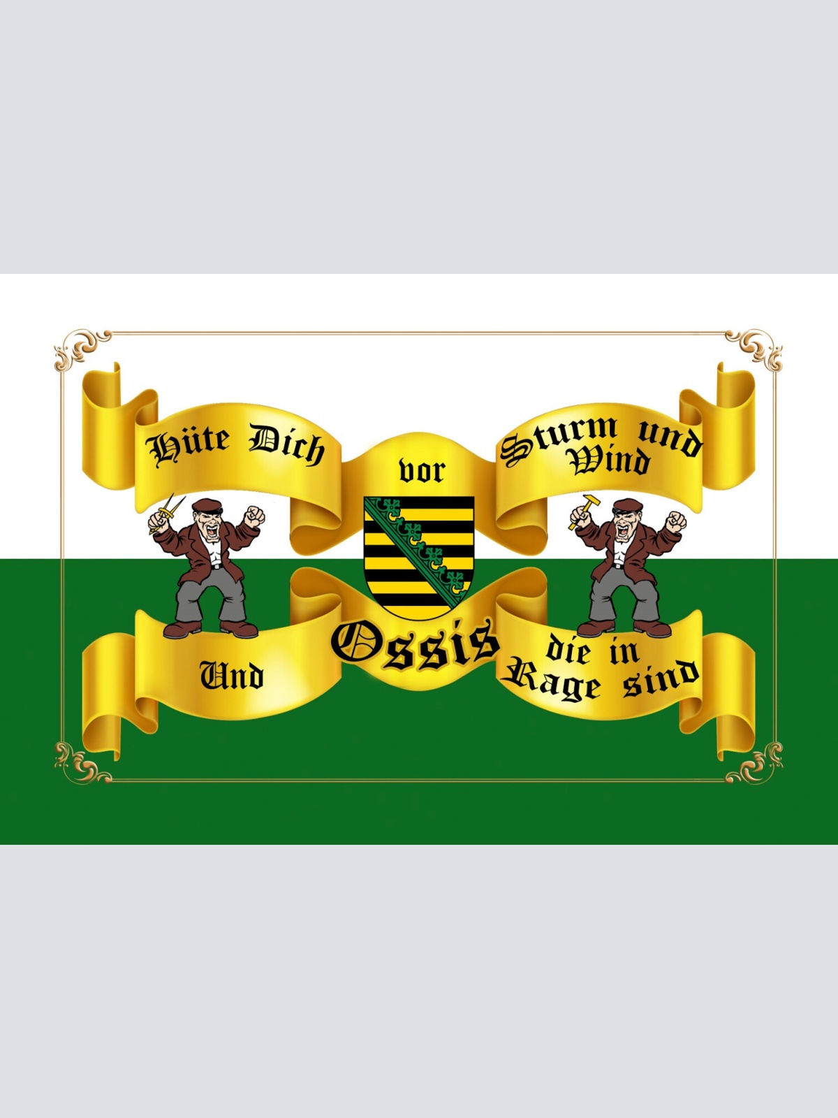 Schild Spruch Hüte dich vor Strum und Wind und Ossis die in Rage sind DDR JW