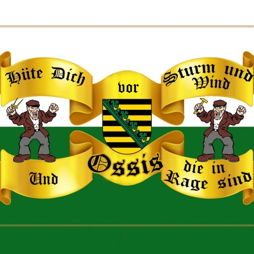 Schild Spruch Hüte dich vor Strum und Wind und Ossis die in Rage sind DDR JW