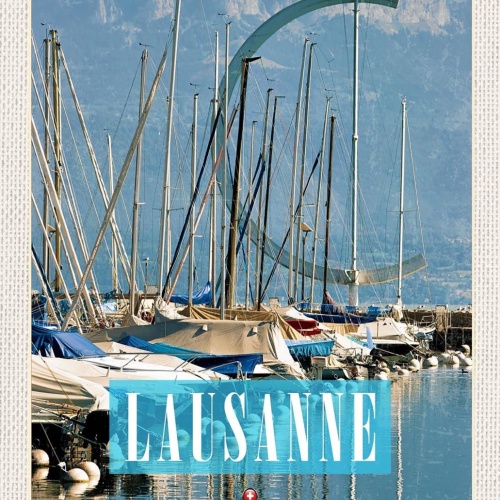 Schild Spruch Lausanne Schweiz Berge See JW