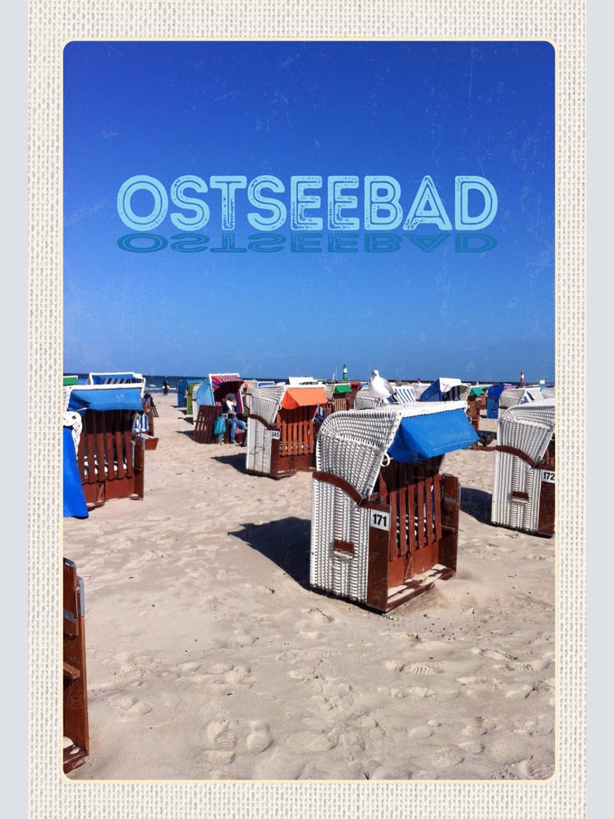 Schild Spruch Ostseebad Strand Strandkörbe Meer JW