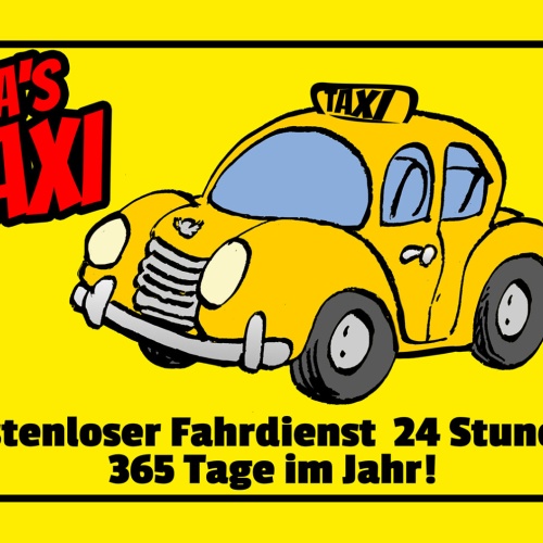 Schild Spruch Omas Taxi Kostenloser Fahrtdienst 365 Tage im Jahr Auto Comic JW
