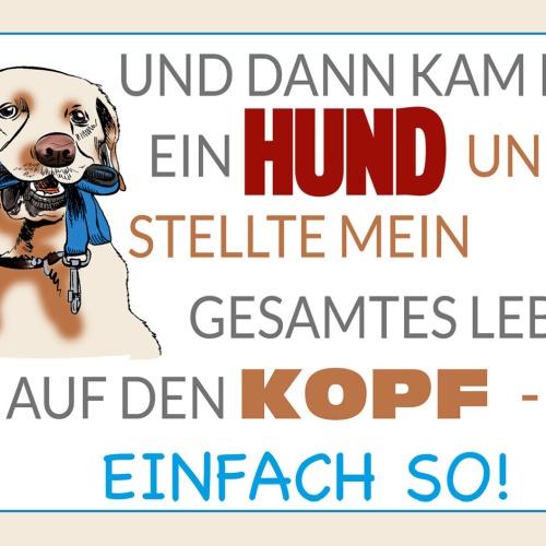 Schild Spruch Und dann kam ein Hund und stellte mein ganzes Leben auf Kopf JW