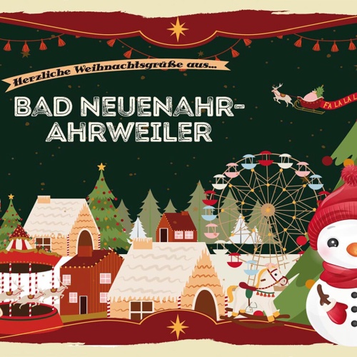 Schild Spruch Herzliche Weihnachtsgrüße aus Bad Neuenahr-Ahrweiler Comic JW
