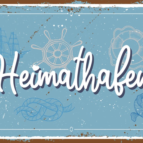 Schild Spruch Heimathafen Schiff Anker Steuerrad Fisch JW