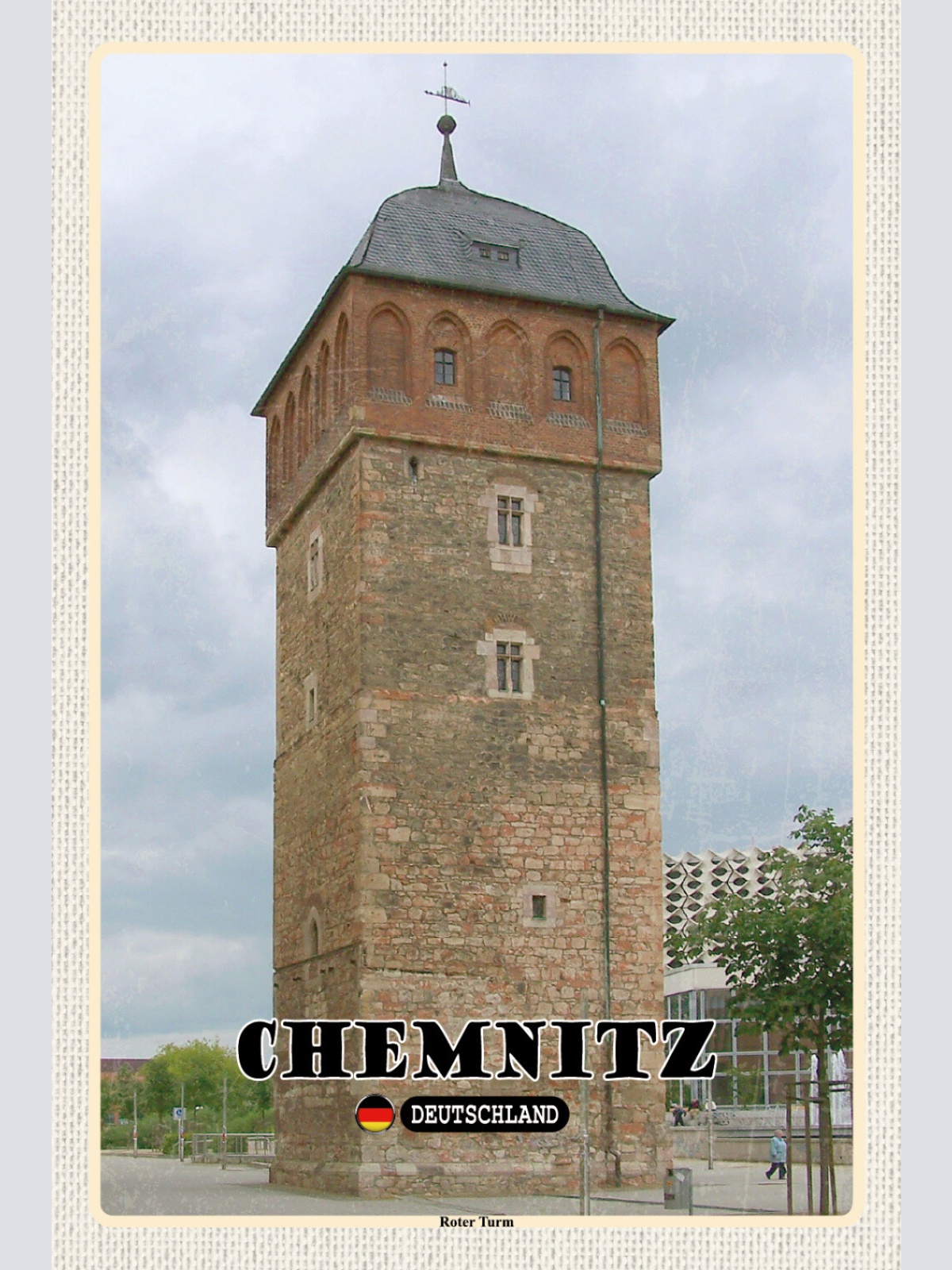 Schild Spruch Chemnitz Deutschland Roter Turm JW