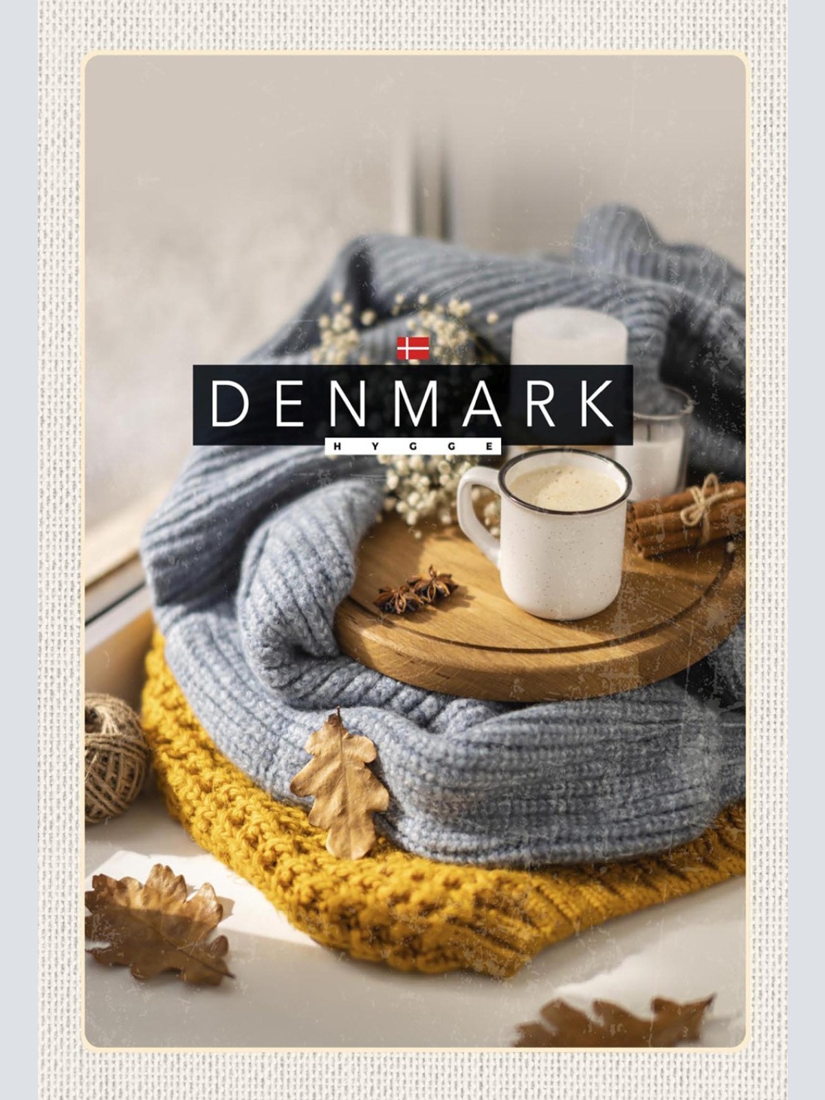 Schild Spruch Hygge Denmark Dänemark Wollpullover Kaffeetasse JW