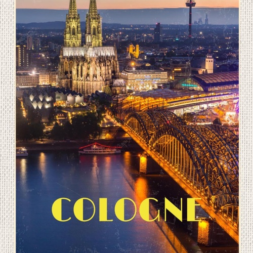 Schild Spruch Cologne Germany Köln Deutschland Nacht Dom Brücke Fernsehturm JW