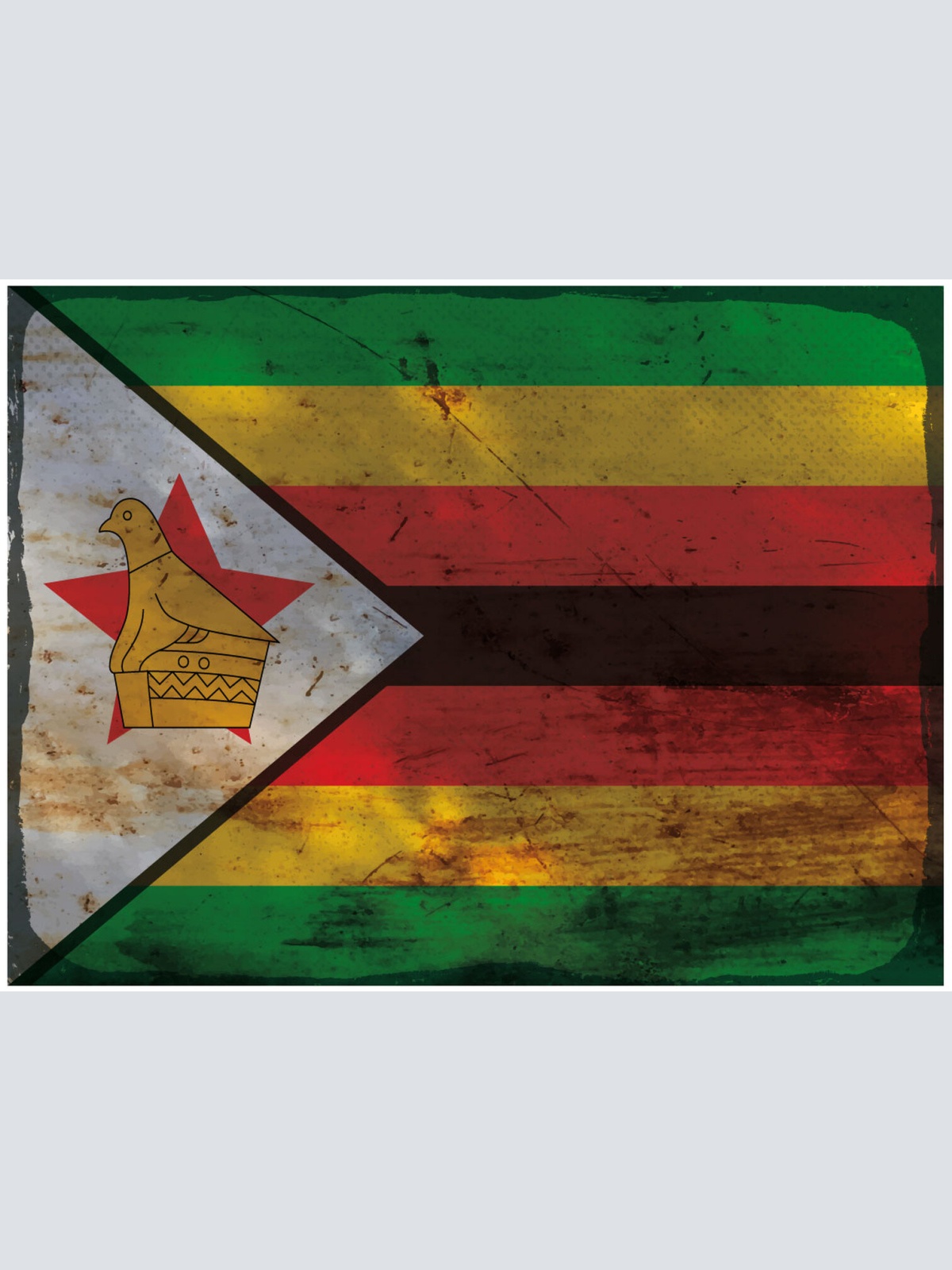 Schild Spruch Nationalflagge Simbabwe JW