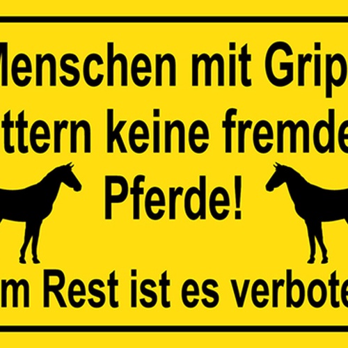 Schild Spruch Menschen mit Grips füttern keine fremden Pferde Rest verboten JW