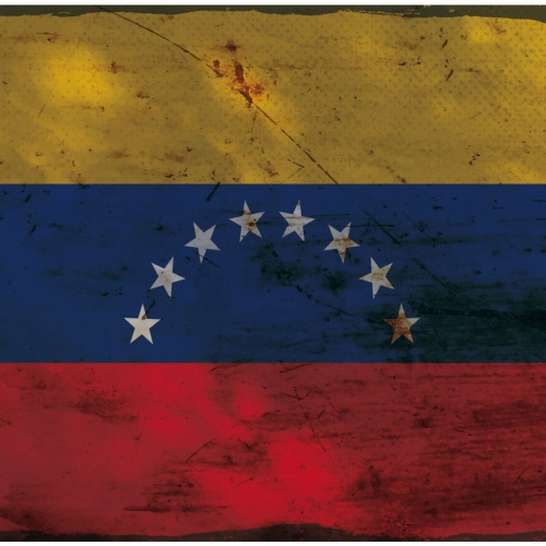 Schild Spruch Nationalflagge Venezuela JW