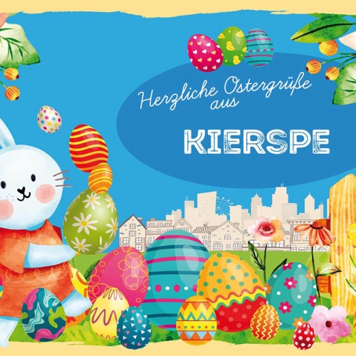 Schild Spruch Herzliche Ostergrüße aus Kierspe Osterhase Eier Comic JW