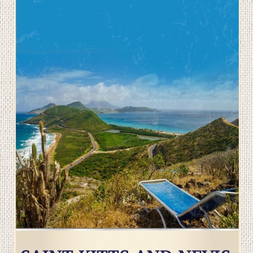 Schild Spruch Saint Kitts and Nevis West Indies Karibik Inseln Strand Meer JW