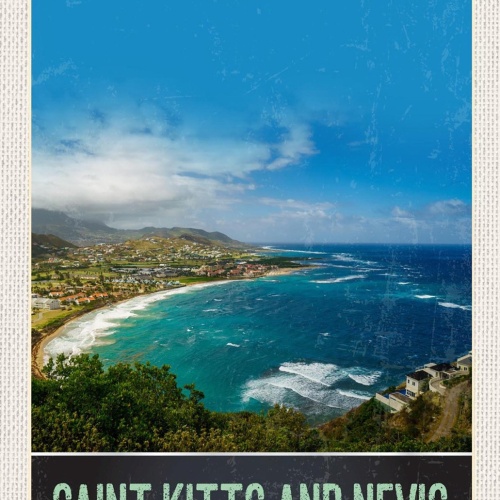 Schild Spruch Saint Kitts and Nevis West Indies Karibik Bucht Strand Meer JW