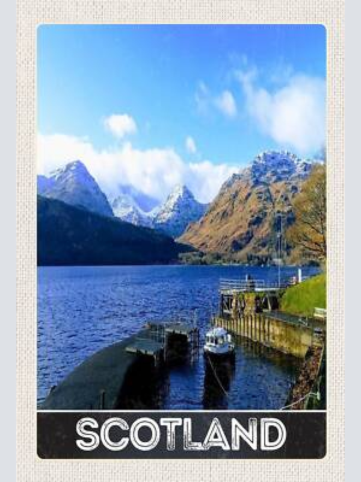 Schild spruch scotland schottland vereinigtes königreich berge meer hafen jw