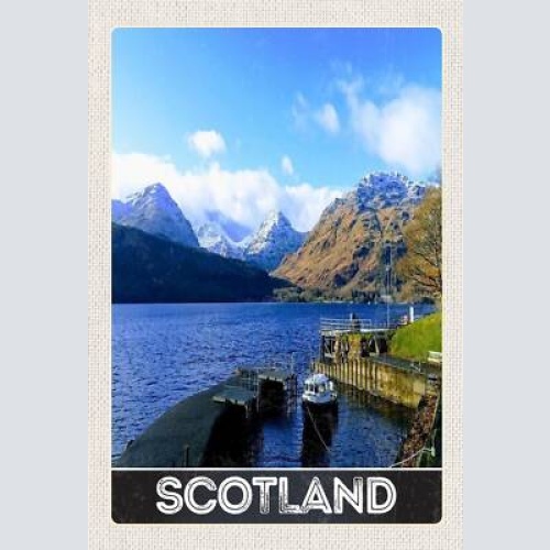 Schild spruch scotland schottland vereinigtes königreich berge meer hafen jw