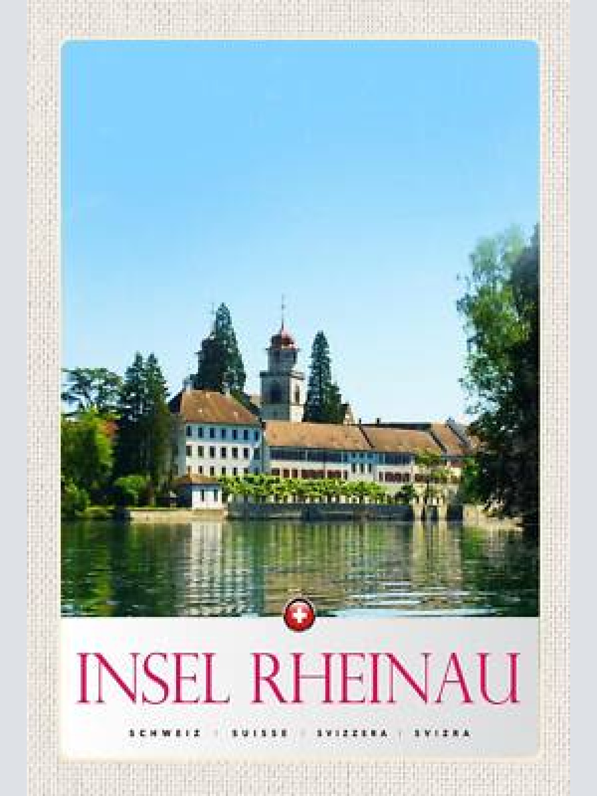 Schild spruch insel rheinau schloss see switzerland schweiz jw