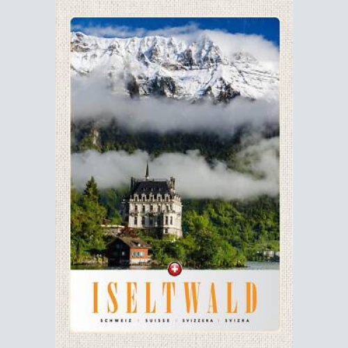 Schild spruch iseltwald switzerland schweiz see berge schloss  jw
