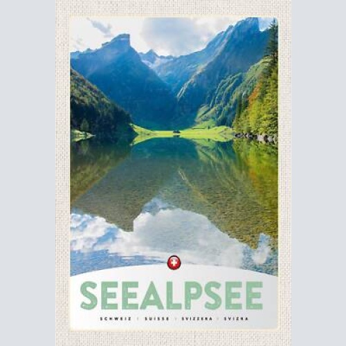 Schild spruch seealpsee switzerland schweiz berge wald jw