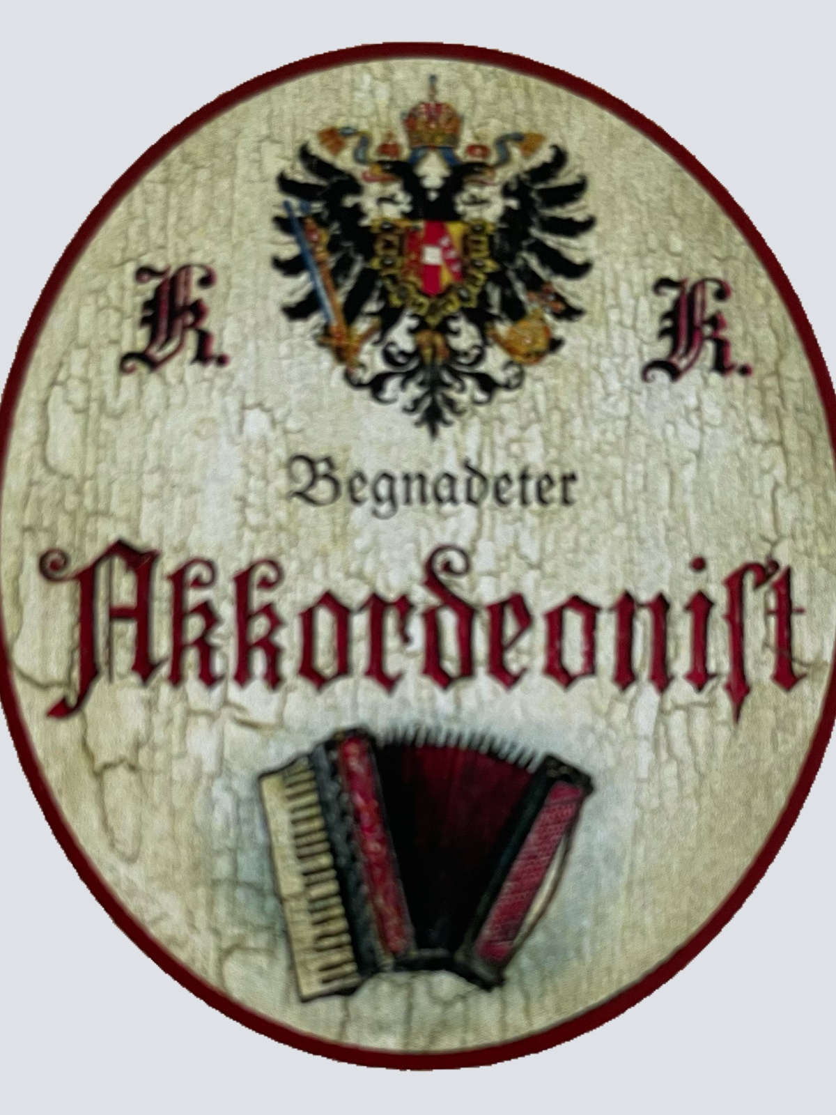 KuK Nostalgie Holzschild Begnadeter Akkordeonist Akkordeon Musiker Musik Schild