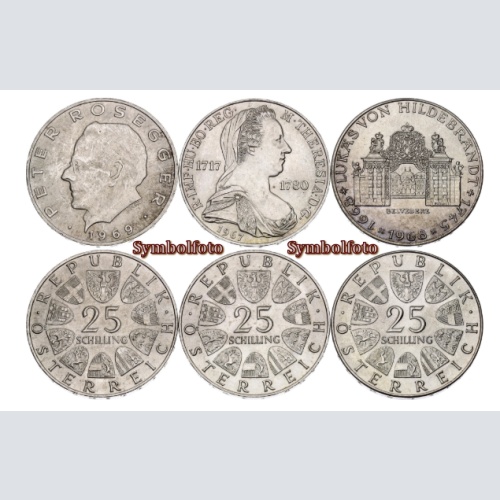 25 Schilling Silber Münzen div.  Jahrgänge Silber kostenloser Versand  A und D