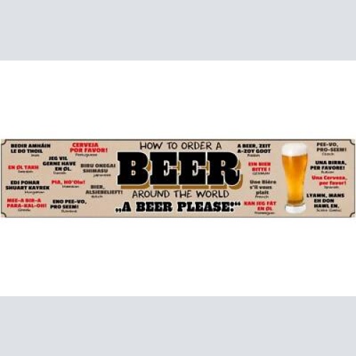 Schild beer weltweit bier bestellung alkohol glas lokal 46 x 10 blech od. holz
