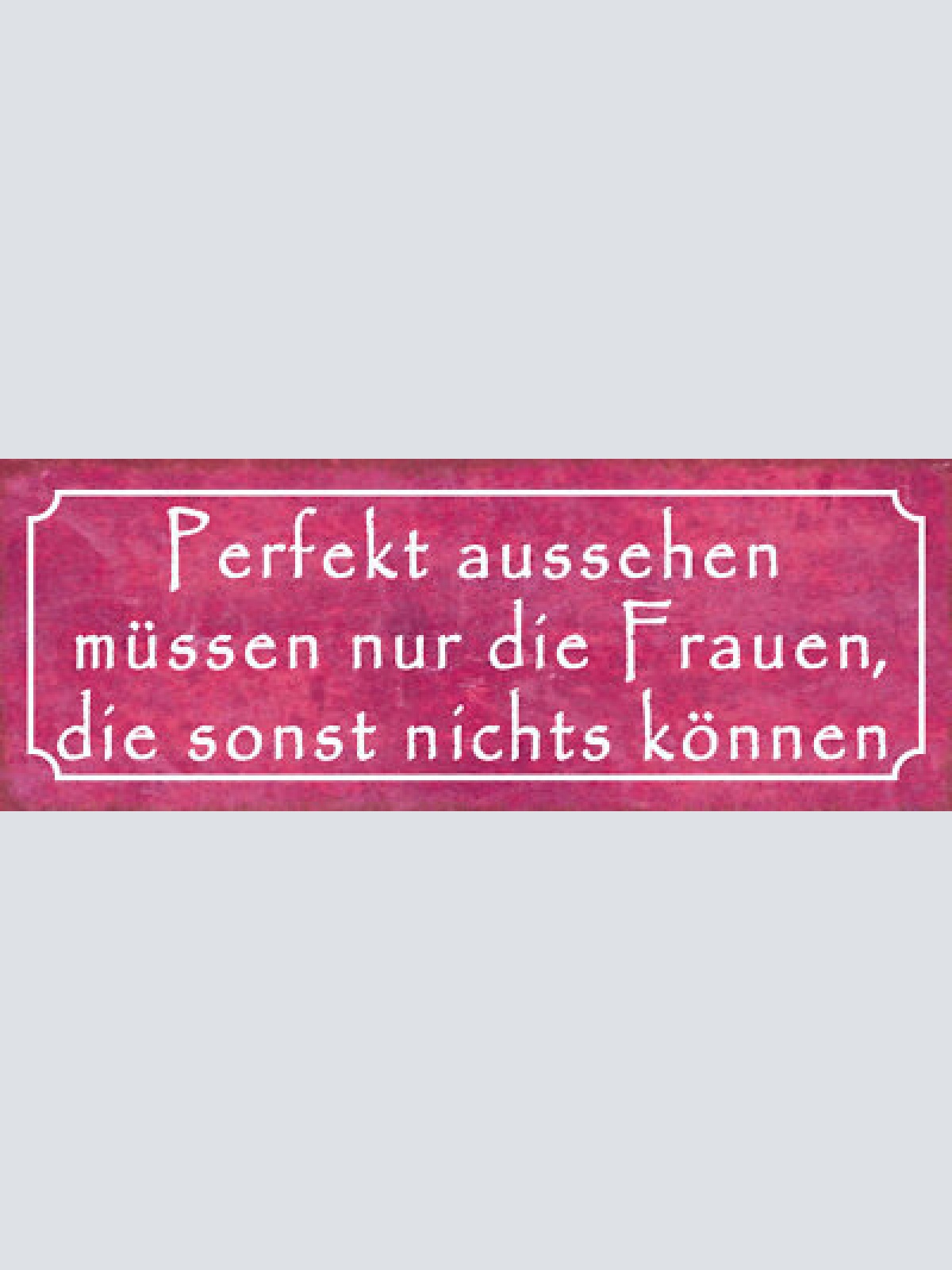 Schild perfekt aussehen müssen nur die frauen die sonst nichts können 27x10