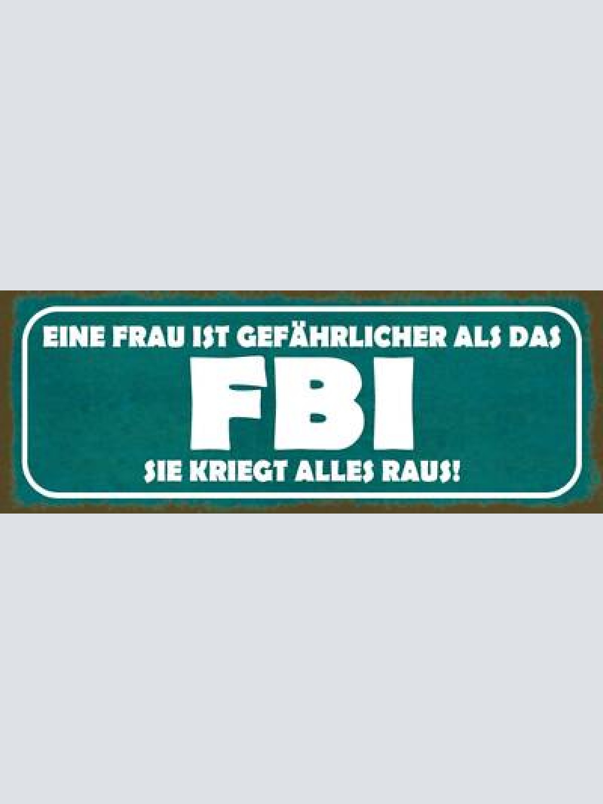 Schild eine frau ist gefährlicher als das fbi sie kriegt all raus 27x10