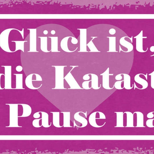 Schild Glück Ist Wenn Die Katastrophe Eine Pause Macht Leben 27x10 Blech od.Holz