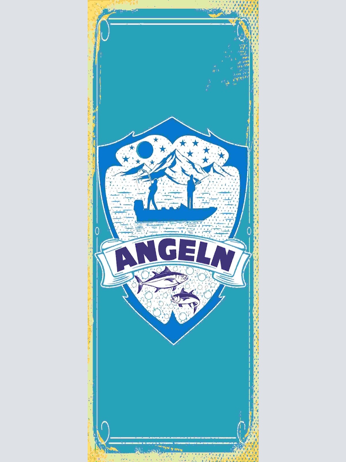 Schild Angeln Fischen Angler Fischer Fisch Angel Rute Hobby 27x10 Blech od.Holz