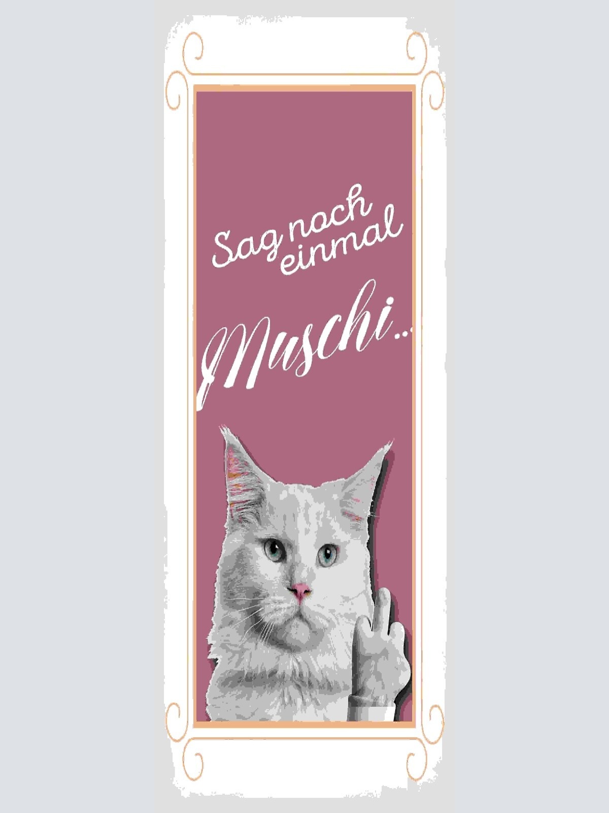 Schild Sag Noch Einmal Muschi Katze Mittelfinger 27x10 Blech od.Holz
