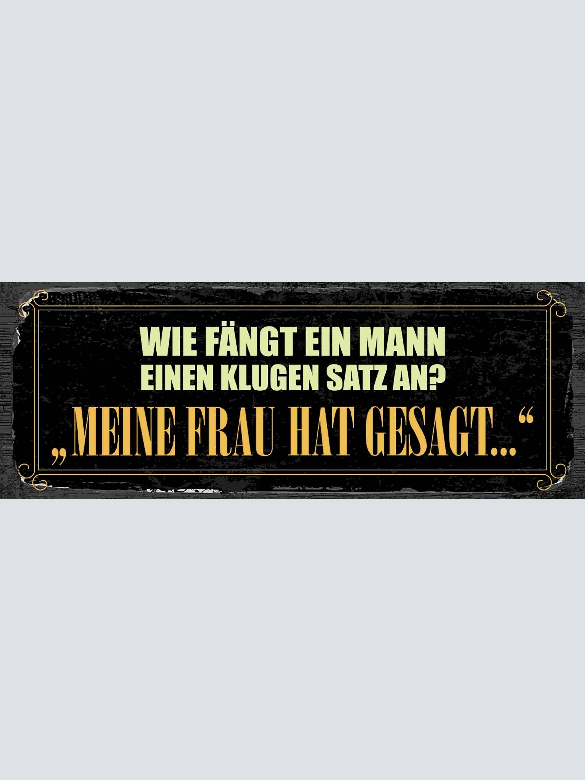 Schild Wie Fangt Ein Mann Einen Klugen Satz An Meine Frau Hat Gesagt Ehe 27x10