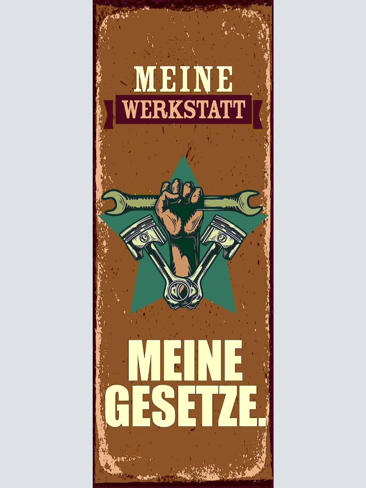Schild Meine Werkstatt Meine Gesetze Mechaniker Bastler 27x10 Blech od.Holz
