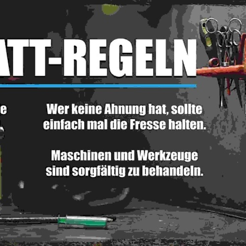 Schild Werkstatt Regeln Offen Zu Werkzeug Ahnung Weisungen 27x10 Blech od.Holz