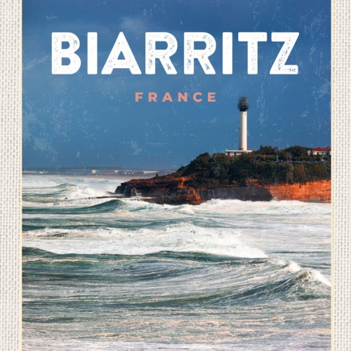 Schild Biarritz France Frankreich Küste Meer 12x18 20x30 30x40 Blech od. Holz