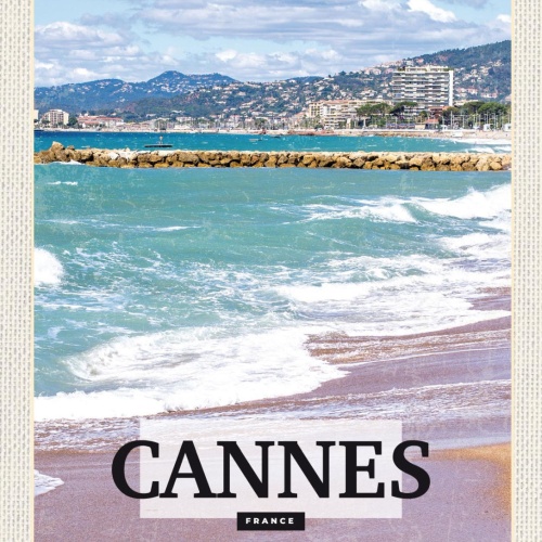 Schild Cannes France Frankreich Hafen Küste 12x18 20x30 30x40 Blech od. Holz