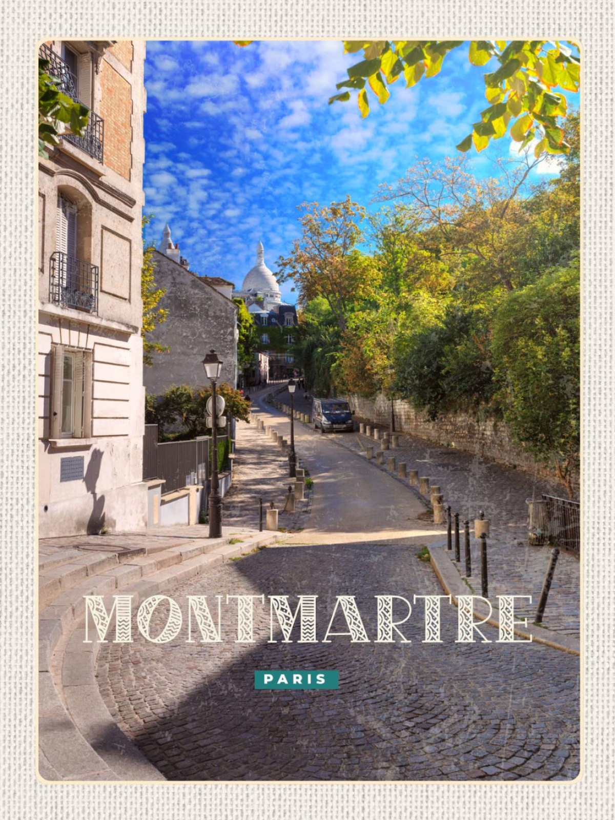 Schild Montmartre Paris Frankreich Stadt Gasse 12x18 20x30 30x40 Blech od. Holz