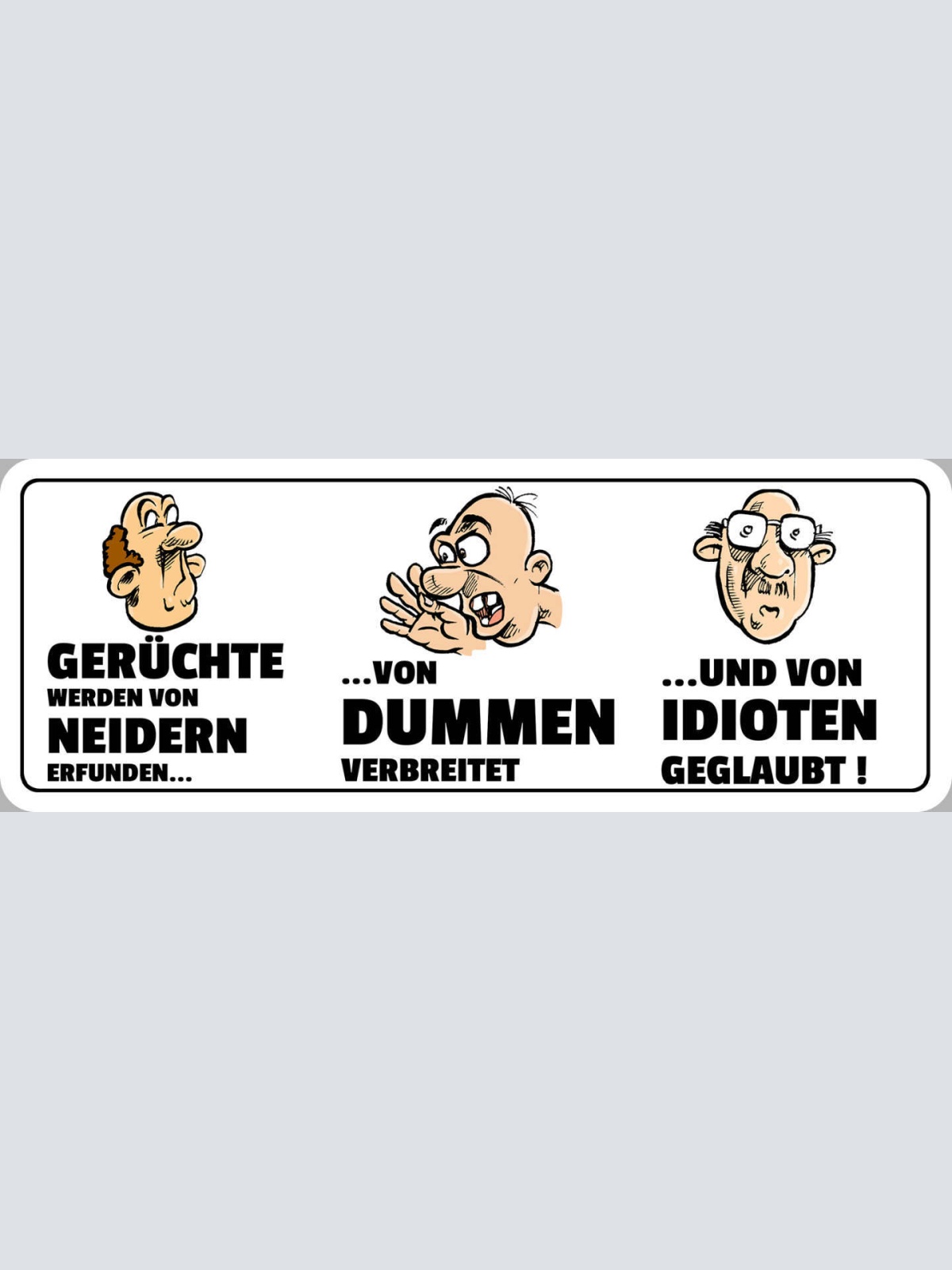 Schild Gerüchte Von Neidern Erfunden Dummen Verbreitet Idioten Geglaubt 27x10
