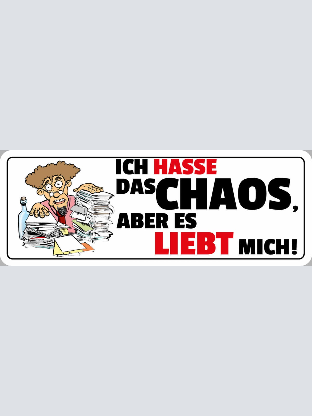 Schild Ich Hasse Das Chaos Aber Es Liebt Mich Unordnung 27x10 Blech od.Holz