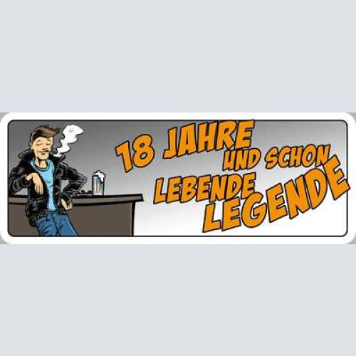 Schild 18 jahre & schon lebende legende cool geburtstag 27 x 10 blech od. holz