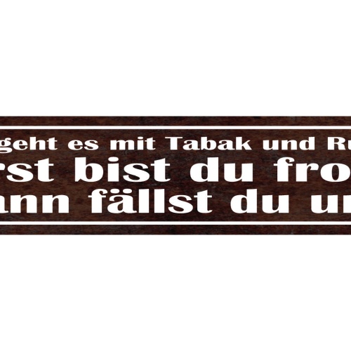 Schild So Geht Es Mit Tabak & Rum Erst Bist Du Froh Dann Fällst Du Um 46 x 10