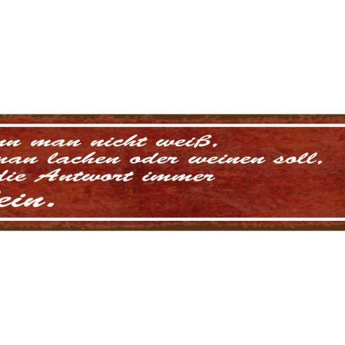 Schild Wenn Man Nicht Weiss Ob Lachen Weinen Antwort Wein 46 x 10 Blech od. Holz